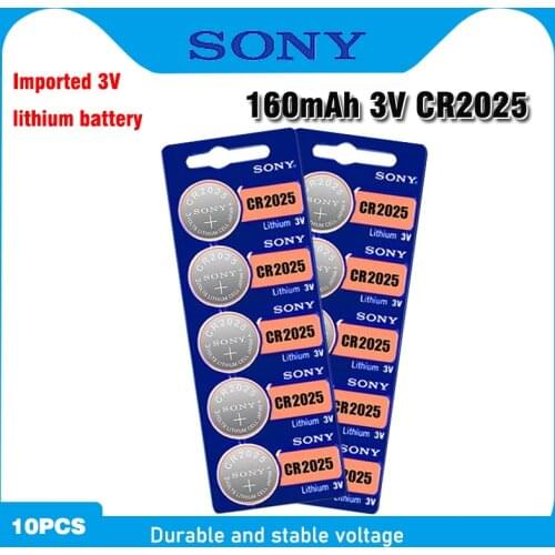 10PCS FOR SONY Original cr2025 Button Cell Batteries cr 2025 DL2025 LM2025 3V Lithium Coin Battery For Watch Weight Scale
