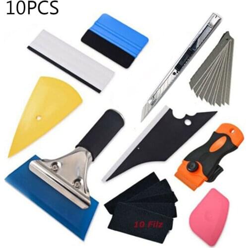 10PCS Vehicle Window Tool Kit Car Vinyl Wrap Tools with Scraper Window Squeegee Film Cutter Car Cleaning Accessories
