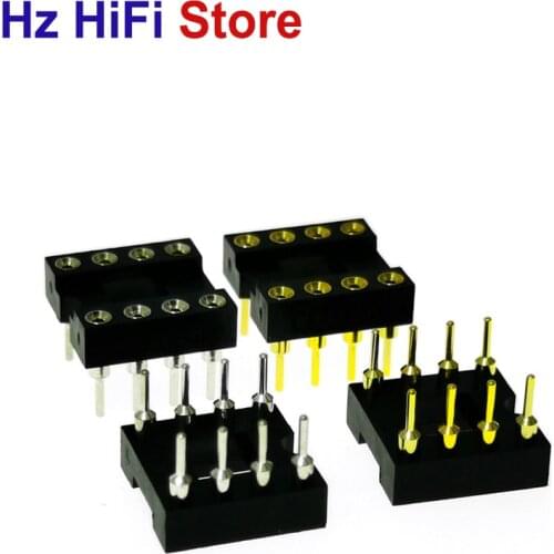 10Pcs Taiwan 8-pin Audio hifi 8 pins DIP 8 IC socket op amp socket gold base Seat Import gold plating feet IC chip socket