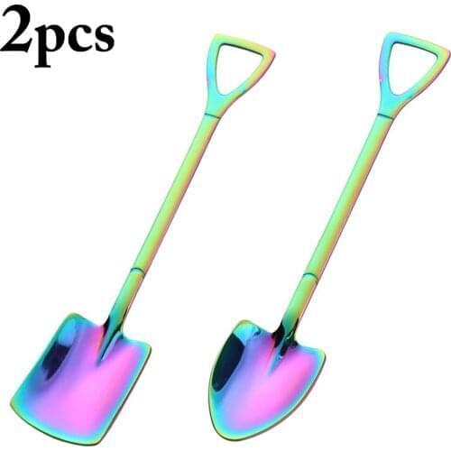 2pcs Fashion Coffee Spoon Ice Cream Dessert Spoon Retro Cute Round Head Spoon Kitchen Gadget Decoration Kitchen Bar Utensils