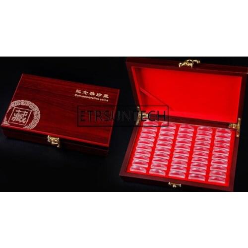20pcs Coin Holder Adjustable Gift Wooden Box Display Cases 30/50/100 Capsules Exhibition Portable Storage Container With Pad