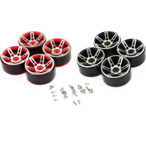 4PCS 1/10 RC Rock Crawler Metal Alloy BEADLOCK 1.9" Wheel Rim for Traxxas TRX-4 Axial SCX10 SCX10 III AXI03007 Tamiya CC01 D90