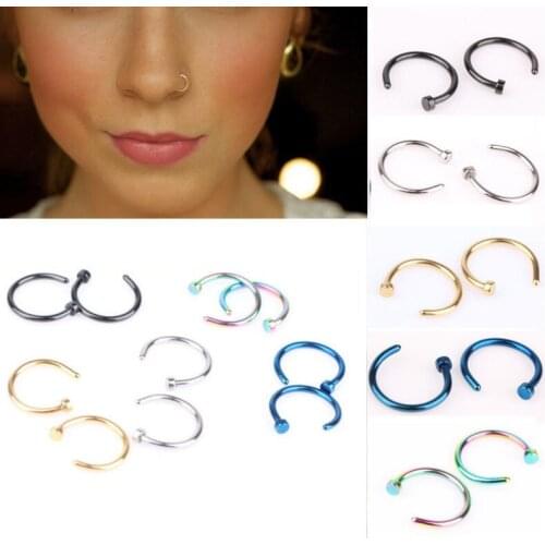 5/6/12PCS/Set Fashion Gold Silver Color Stainless Steel Open Hoop Fake Piercing Nose Ring Clip Body Jewelry For Women Wholesale