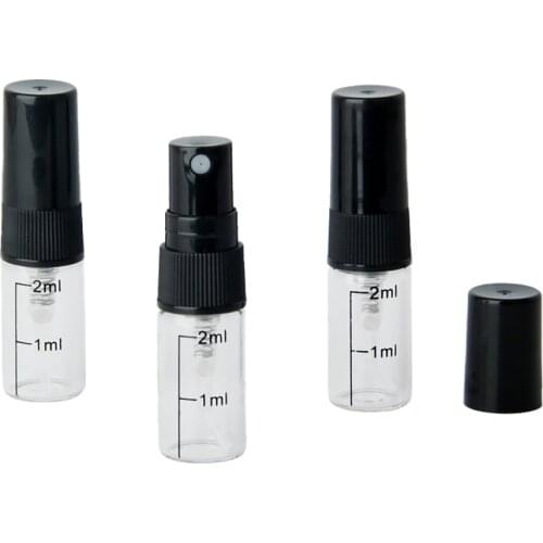 5Pcs 2ml Mini Portable Transparent Glass Perfume Scale Bottle With Spray&Empty Parfum Cosmetic Vial With Atomizer For Travel