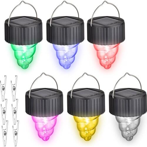 6pcs Hanging Solar Lights Waterproof Solar Powered Lights With Handle And Clip For Garden Patio Backyard Holiday