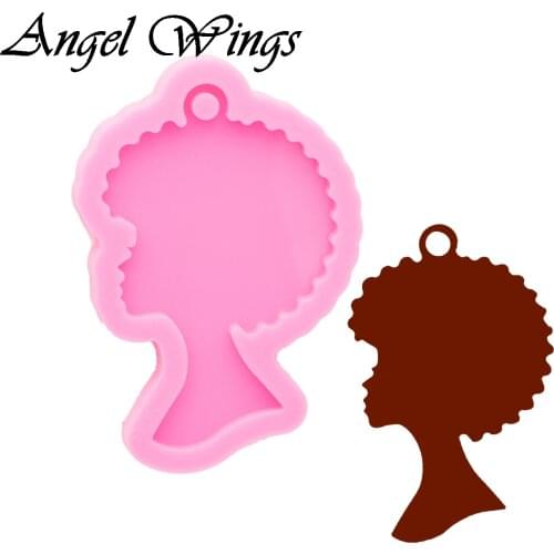Shiny Resin Girl Afro Mould, Silicone Molds For Keychain , Clay Molds , DIY Resin Epoxy Mold , Not sticky DY0798