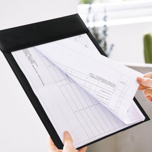 KINGFOM Note Pad A4 PU Leather with Clip, 330x230 mm Clipboard with Magnetic Buckle Pen Slot Writing Pad
