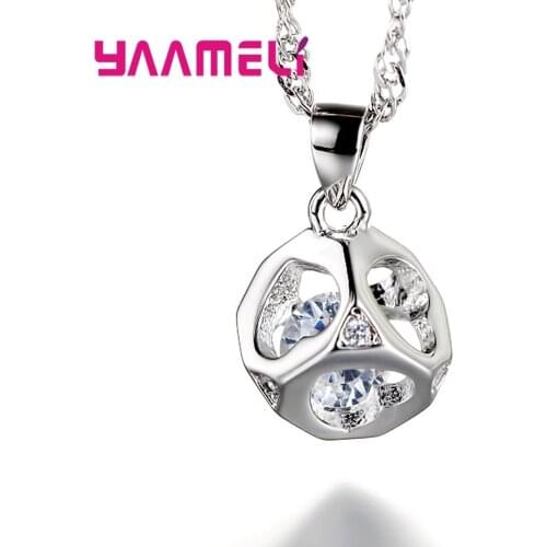 Attractive Women Eternal Love Heart Necklaces 925 Sterling Silver Long Wave Chain Necklaces For Wedding Anniversary Party