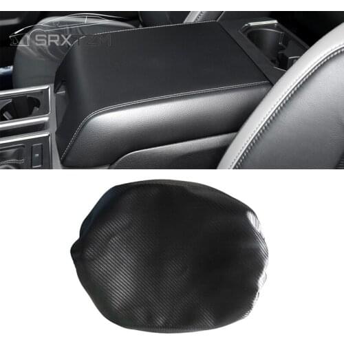 For Ford F150 2015 2016 2017 2018 2019 Carbon Fiber Microfiber Leather Center Console Lid Armrest Pad Cover Trim Bench Seat