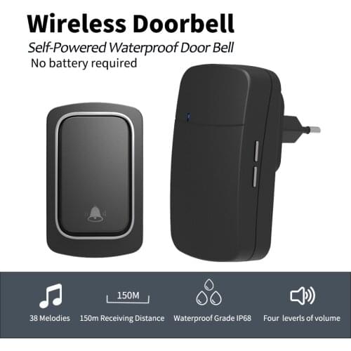 Wireless Waterproof Doorbell Welcome Intelligent 150m Range Smart Home Door bell Chime EU Plug 1 2 Button 1 2 3 Receiver