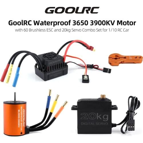 GoolRC Waterproof 3650 3900KV 4300KV Motor 60A Brushless ESC 20KG 25KG Servo With 25T Servo Arm Combo Set 1:10 RC Car Spare Part
