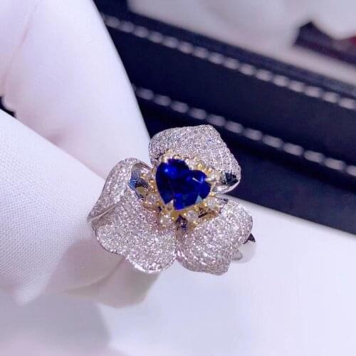 H715 Blue Sapphire Ring 1.01ct Real Pure 18 K Natural Unheat Royal Blue Sapphire Gemstone Diamonds Stone Female Ring