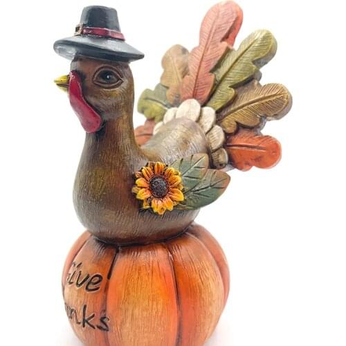 Turkey with Pumpkin Resin Ornaments Innovative Thanksgiving Day Decor for Dining Table Indoor Outdoor TS1 Decoration Crafts
