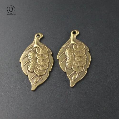 Copper Brass Coins Clover Keychain Key Ring Lucky Car Key Chain Creative Fashion Key Holder Bag Pendant Charm Key Jewelry