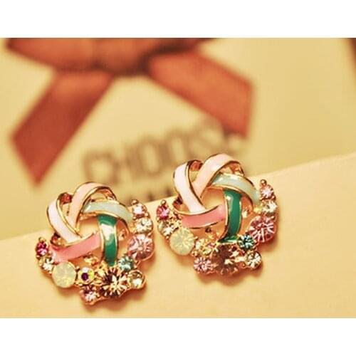 Korean Style Cute Crystal Flower Stud Earring for Women Girls New Fashion Sweet Earring Summer Jewelry Gifts Trendy 2021