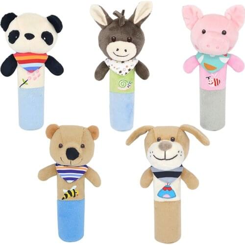 Cartoon Baby Rattle Newborn Cartoon Animal Plush Rattle Mobile Bell Infant Toddler Baby Toys Cute Cartoon Shape Stuffed Toy