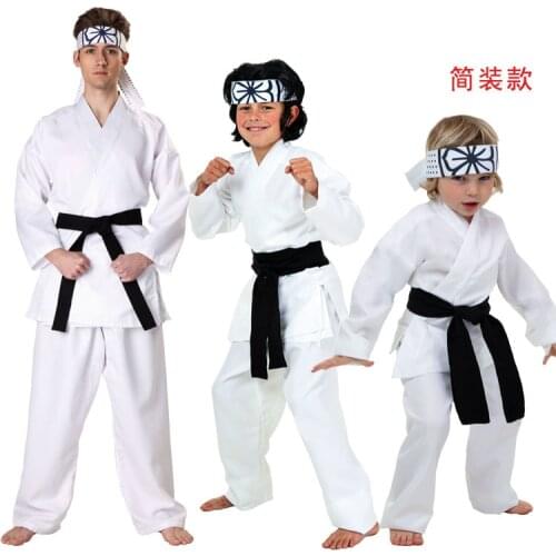 New Halloween Party Cosplay Adult Kid Wushu Gym Karate Taekwondo Suits White Japanese Taekwondo Costume