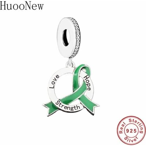 Fit Original Pandora Charm Bracelet 925 Sterling Silver Health Awareness Love Hope Strength Bead For Making Women Berloque 2021