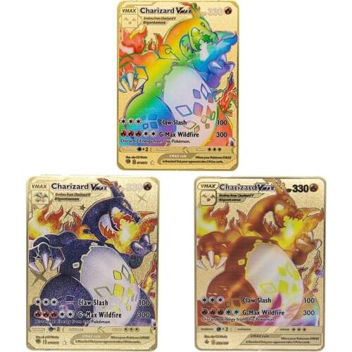 Pokemon Charizard Custom metal cards, collection of card toys, flash card gifts Birthday commemorative christmas gift decoration