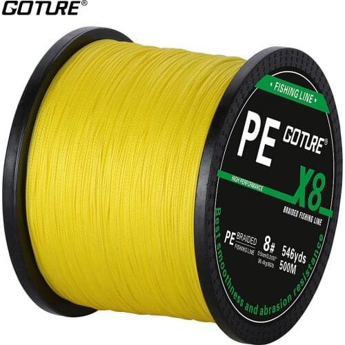 Goture Strong Fishing Line 8 Strands 500M/547Yards PE Braided Fishing Line Multifilament 12LB-80LB for Saltwater Freshwater