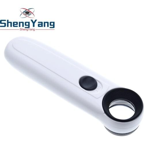 ShengYang 15X Handheld Glass Loupe Magnifier Magnifying Glass Portable Pocket Tool Professional With 2 LED Light