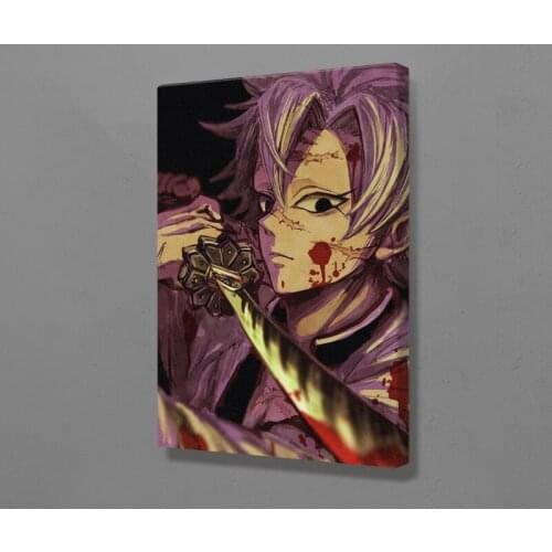 Sanemi Shinazugawa Kimetsu no Yaiba wall Art Framed Wooden Frame canvas decoration poster prints For home bedroom decor painting