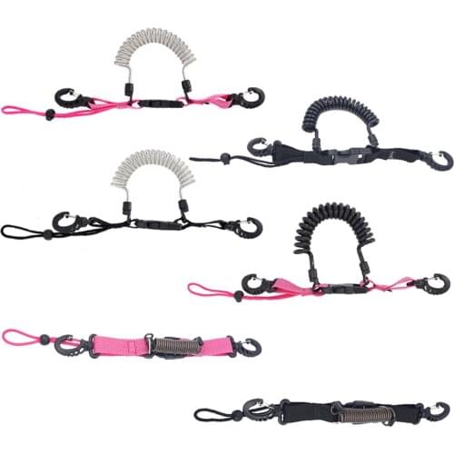 Scuba Diving Dive Snappy Coil Spring Spiral Lanyard With Clips Quick Release Buckle