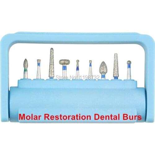 1Set Dental Lab Materials Diamond Burs Molar Restoration Dental Burs Holder Block Dentist Products