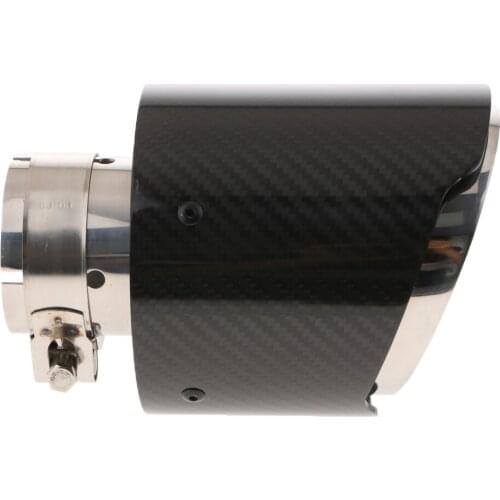 In:63mm Out:114mm Rear Carbon Fiber Exhaust Tip Muffler Pipe Black-Matt