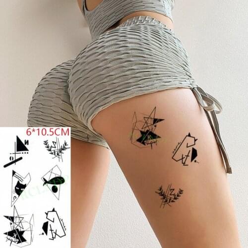 Waterproof Temporary Tattoo Sticker Cat Whale Cross Cute Flower Cartoon Geometric Body Art Flash Tatoo Fake Tatto for Women Men