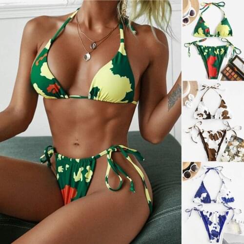 Green Cow Bikini For Woman Sexy Halter Swimsuit Set Push Up Bra And Thong Set Brazilian Style WomenS Swimwear Swimsuit Separate