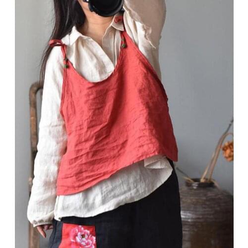 Johnature Vintage Camis 2021 New Spring Women Clothes Leisure Cropped Solid Color Concise All-match Tops Loose Ladies Sling