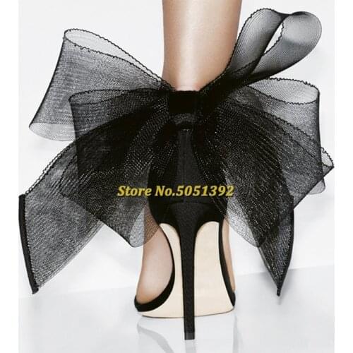Women High Thin Heel Peep Toe Lace Bow-Knot Sandals Stiletto Heel Bowtie Flower Elegant Buckle Strap Banquet Wedding Shoes