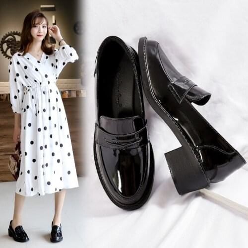 Patent Leather womens horsebit british oxfords office small leather shoes woman brief chunky fall derbies flats slip on creepers