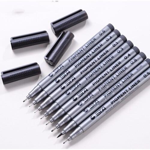 1pc New Creative Water Based Brush Markers Different Size Pigment Liner Triangular Fineliner Pens For Art Supplies Stationery