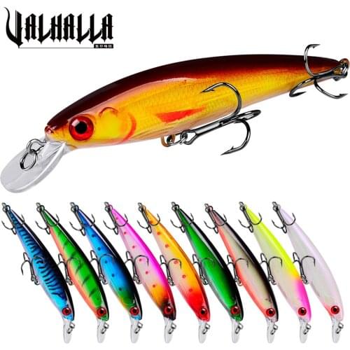 VALHALLA 10Pcs Minnow Fishing Lure 11cm 13.8g Pesca Hooks Floating Artificial Hard Bait Fish Wobbler Crankbait Fishing Tackle