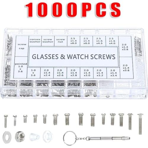 1000Pcs /Set Small Glasses Screws Stainless Steel Screw Screwdriver Round Head Screws Bolt For Eyeglass Spectacles Watch