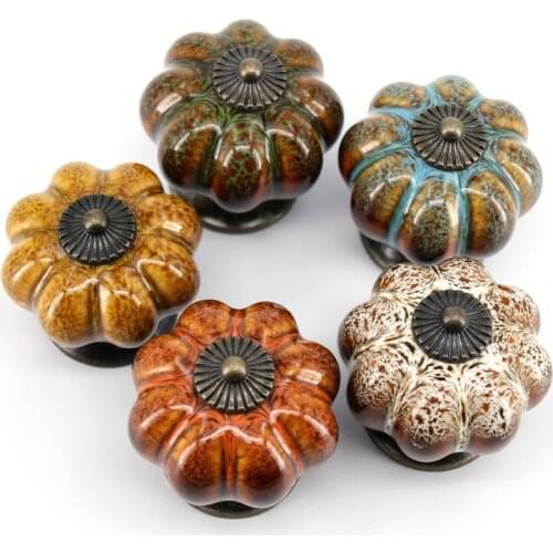1x Colorful Ceramic Cabinets Door Pumpkins Knobs Drawer Handle Children Room Cartoon Furniture Handle Knob Cupboard pull 40mm