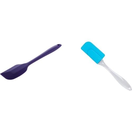 New 2 Pcs Silicone Spatula Spoon Kitchen Utensil Cake Mixer Cooking Baking Mixer Scraper, Purple & Sky Blue