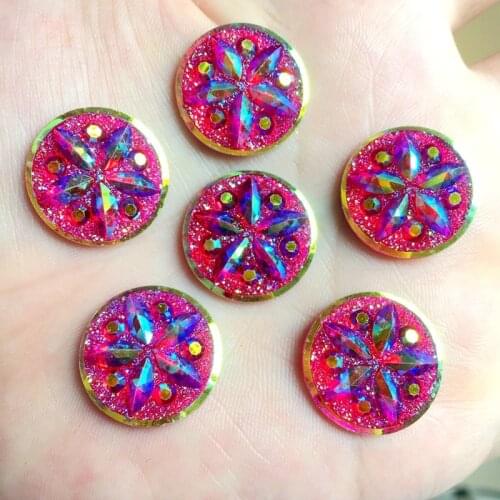 20pcs 20mm AB Color Round Resin rhinestone applique stones crystals flatback Beads crafts Clothing Accessories -A411