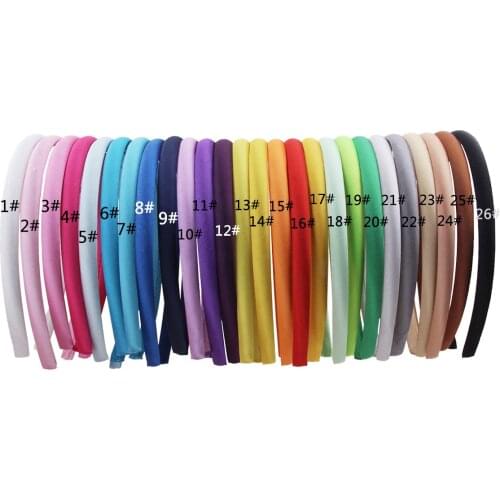 20 Pcs/lot 20 Colors 10mm Baby Girls Solid Satin Cover Headbands For Kids Children Hard Hairband Hair Accessories