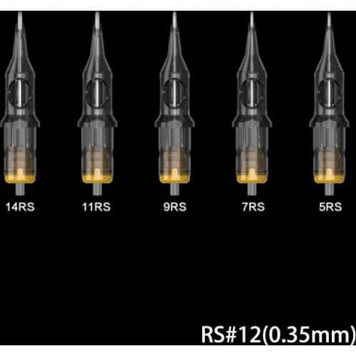 HELLO 20Pcs Round Shader φ0.35mm Disposable Tattoo Cartridge Needles Rotary Pen Sterile Tattoo Eyebrow Tattoo Machine RS