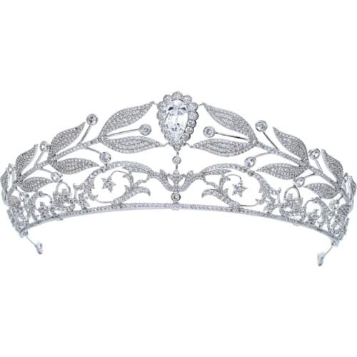 2020 Leaves New Design Cubic Zirconia Bridal Wedding Tiara Diadem Hair Jewelry Accessories Hairpieces CH10341