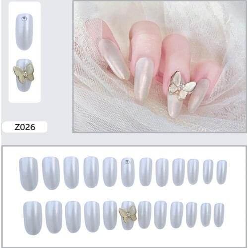 24 Pieces / Box Cats Eye Phototherapy Nail Piece Detachable Winter Autumn Wedding Full Set Of False Nails With Nail Drill Glue