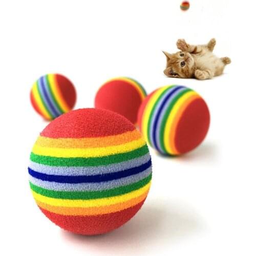 60% Dropshipping!!Rainbow Striped Ball Pet Chewing Biting Chasing Puppy Dog Cat Play Fetch Toy