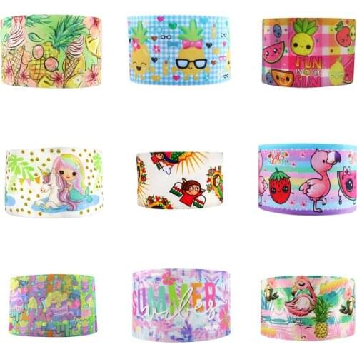 75mm Summer Bird Girl grosgrain printed ribbon Rainbow diy Garment Accessories ribbon tape Wedding Decoration,50Yc3937