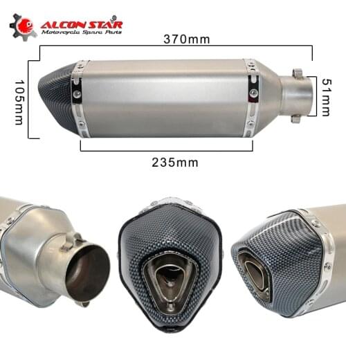 Alconstar- Motorcycle Laser Muffler Pipe With DB Killer Motocross Exhaust For Yamaha YZF MT03 MT09 For Kawasaki NINJA GY6 JOG