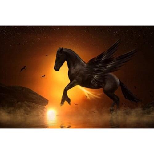 Full Diamond Painting Cross Stitch Kit Animal Horse with Wings Mosaic 5D Diy Square Round 3d Embroidery Gift JX617