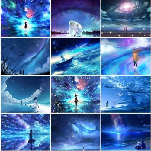 Anime Diamond Painting 5D Diy Blue Sky Girl Full Drill Embroidery Cross Stitch Kit Mosaic Rhinestones Craft Home Decoration Gift