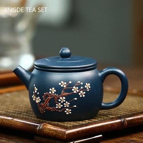 Authentic Yixing tea pots Purple Clay Teapot Raw ore Azure Mud Plum Blossom Beauty kettle Handmade Boutique Tea set 170ml